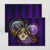 Steampunk Spider im Lila Hintergrund Einladung (Vorne/Hinten)