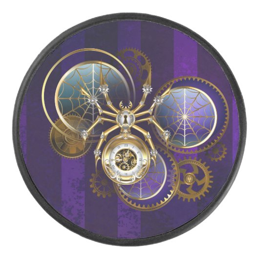 Steampunk Spider im Lila Hintergrund Eishockey Puck (Vorderseite)