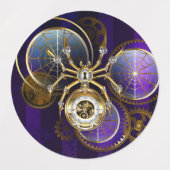 Steampunk Spider im Lila Hintergrund Etiketten (Design 2)