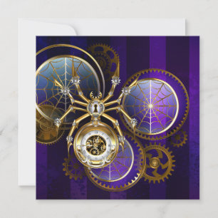 Steampunk Spider im Lila Hintergrund Feiertagskarte