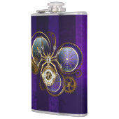 Steampunk Spider im Lila Hintergrund Flachmann (Links)