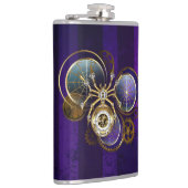 Steampunk Spider im Lila Hintergrund Flachmann (Rechts)