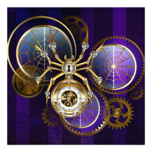 Steampunk Spider im Lila Hintergrund Fotodruck