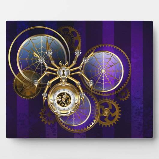 Steampunk Spider im Lila Hintergrund Fotoplatte (Vorderseite)