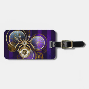 Steampunk Spider im Lila Hintergrund Gepäckanhänger