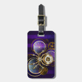 Steampunk Spider im Lila Hintergrund Gepäckanhänger (Vorderseite vertikal)