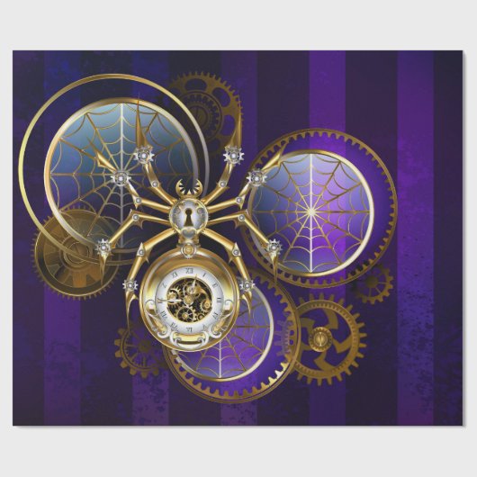 Steampunk Spider im Lila Hintergrund Geschenkpapier (Flach)