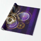 Steampunk Spider im Lila Hintergrund Geschenkpapier (Ungerollt)