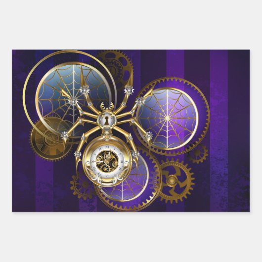 Steampunk Spider im Lila Hintergrund Geschenkpapier Set (Vorderseite 3)