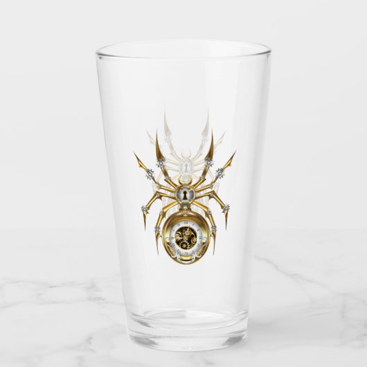 Steampunk Spider im Lila Hintergrund Glas (Vorderseite)