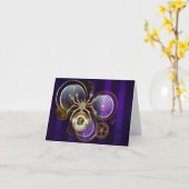 Steampunk Spider im Lila Hintergrund Karte (Gelbe Blume)
