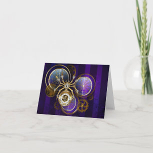 Steampunk Spider im Lila Hintergrund Karte