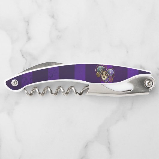 Steampunk Spider im Lila Hintergrund Kellnermesser (Rückseite)