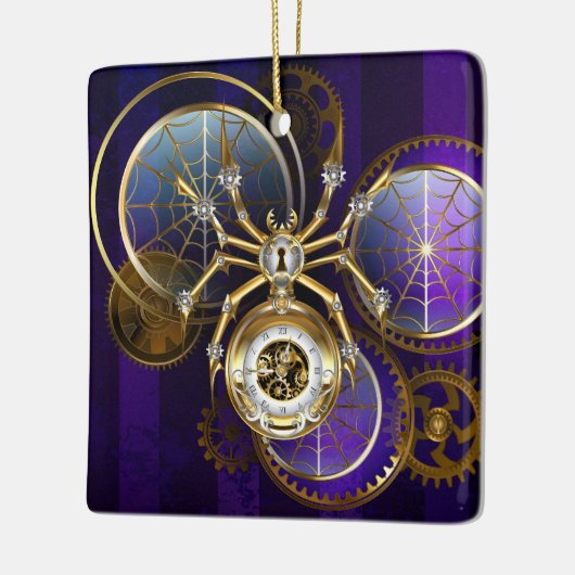 Steampunk Spider im Lila Hintergrund Keramikornament (Links)
