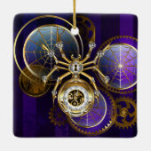 Steampunk Spider im Lila Hintergrund Keramikornament (Rückseite)