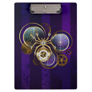 Steampunk Spider im Lila Hintergrund Klemmbrett