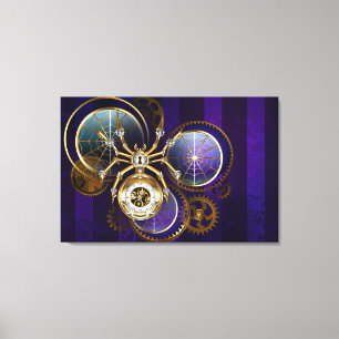 Steampunk Spider im Lila Hintergrund Leinwanddruck
