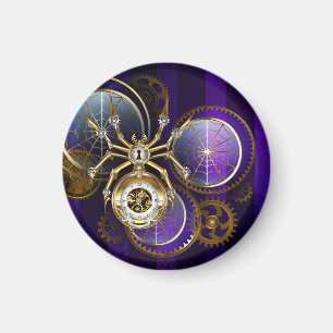 Steampunk Spider im Lila Hintergrund Magnet
