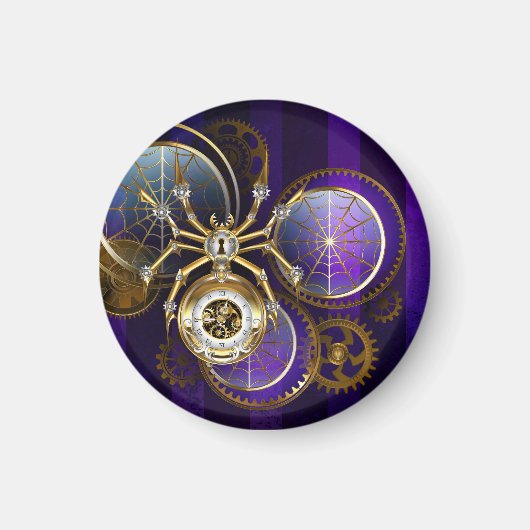 Steampunk Spider im Lila Hintergrund Magnet (Vorne)