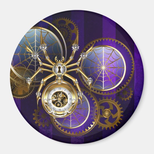 Steampunk Spider im Lila Hintergrund Magnet (Vorne)