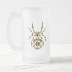 Steampunk Spider im Lila Hintergrund Mattglas Bierglas