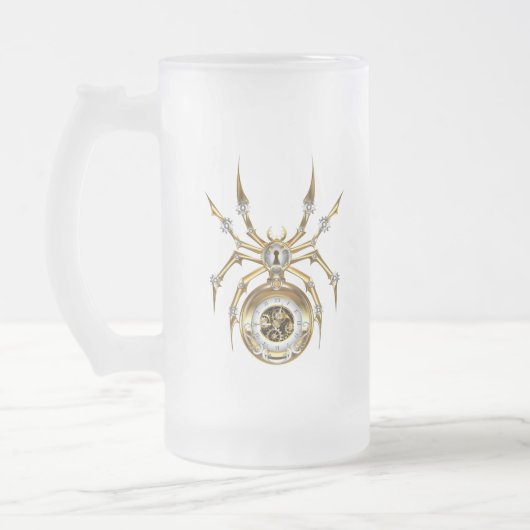 Steampunk Spider im Lila Hintergrund Mattglas Bierglas (Links)