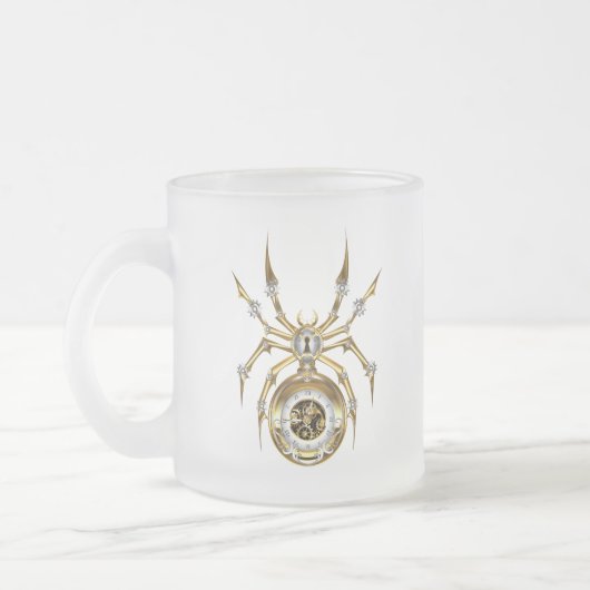 Steampunk Spider im Lila Hintergrund Mattglastasse (Links)