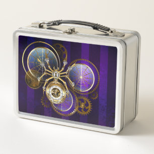Steampunk Spider im Lila Hintergrund Metall Brotdose