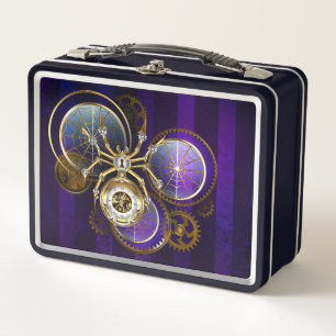 Steampunk Spider im Lila Hintergrund Metall Brotdose