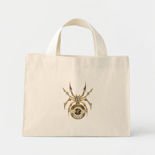 Steampunk Spider im Lila Hintergrund Mini Stoffbeutel (Vorne)