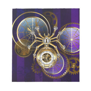 Steampunk Spider im Lila Hintergrund Notizblock