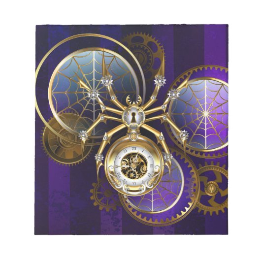 Steampunk Spider im Lila Hintergrund Notizblock (Vorderseite)
