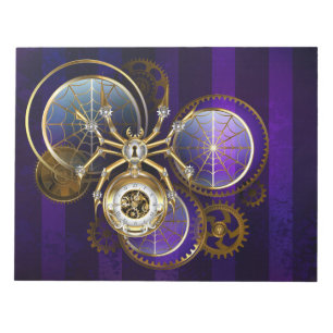 Steampunk Spider im Lila Hintergrund Notizblock