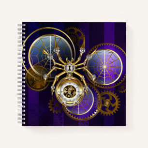 Steampunk Spider im Lila Hintergrund Notizblock