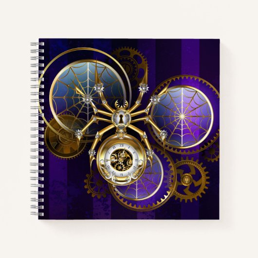 Steampunk Spider im Lila Hintergrund Notizblock (Vorderseite)