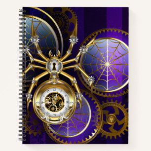 Steampunk Spider im Lila Hintergrund Notizblock
