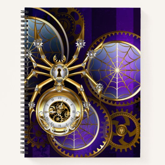 Steampunk Spider im Lila Hintergrund Notizblock (Vorderseite)