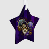 Steampunk Spider im Lila Hintergrund Ornament (Vorderseite)