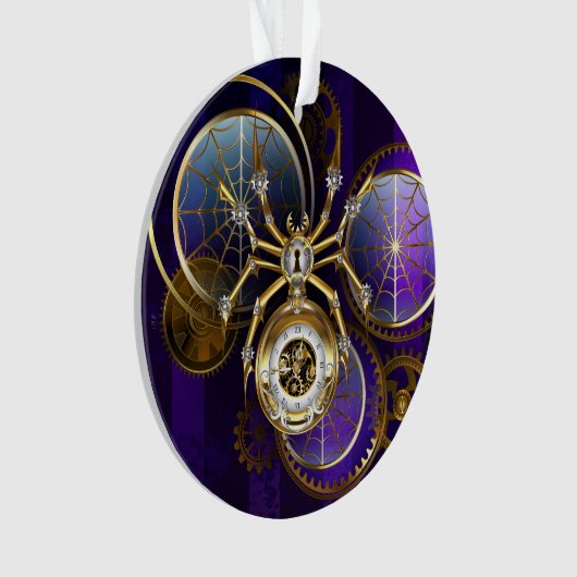 Steampunk Spider im Lila Hintergrund Ornament (Vorderseite)