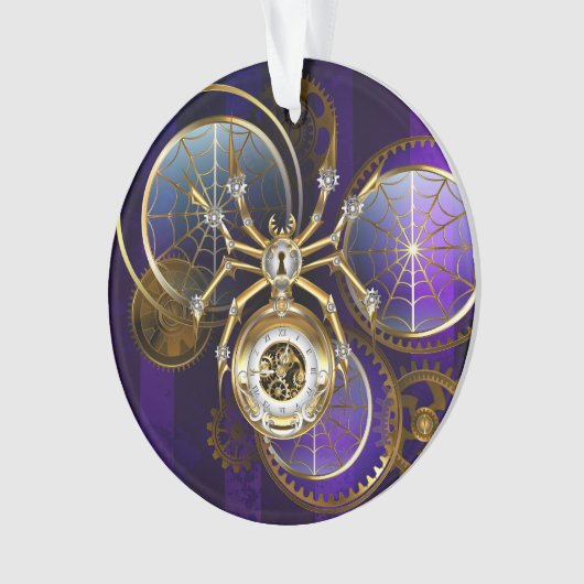 Steampunk Spider im Lila Hintergrund Ornament (Vorderseite)