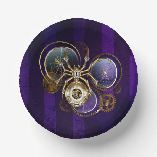 Steampunk Spider im Lila Hintergrund Pappteller (Vorderseite)