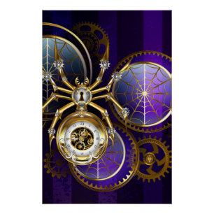 Steampunk Spider im Lila Hintergrund Poster