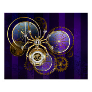 Steampunk Spider im Lila Hintergrund Poster