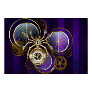 Steampunk Spider im Lila Hintergrund Poster