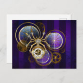 Steampunk Spider im Lila Hintergrund Postkarte (Vorne/Hinten)