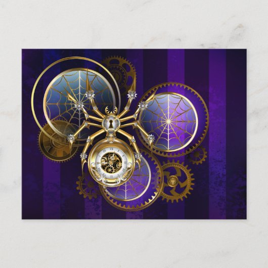 Steampunk Spider im Lila Hintergrund Postkarte (Vorderseite)