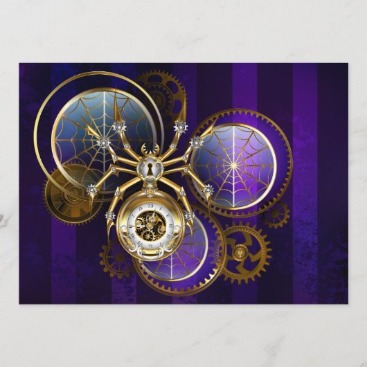 Steampunk Spider im Lila Hintergrund Programm (Vorderseite)