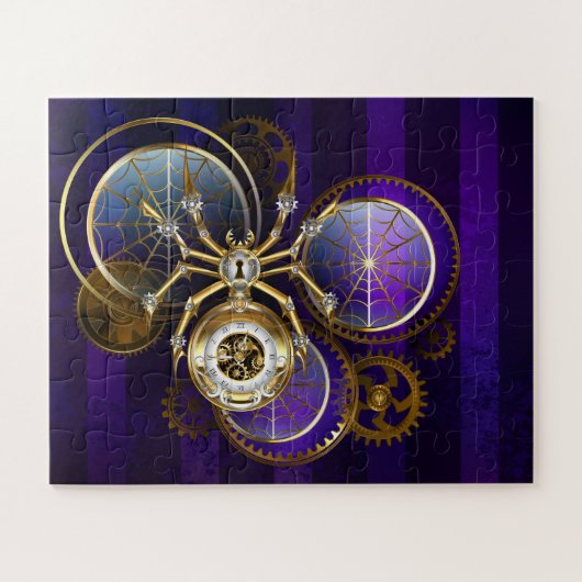 Steampunk Spider im Lila Hintergrund Puzzle (Horizontal)