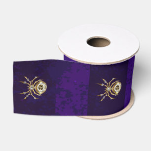 Steampunk Spider im Lila Hintergrund Ripsband