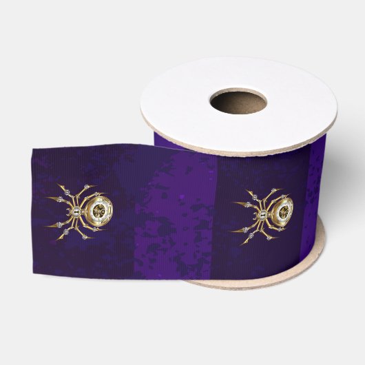 Steampunk Spider im Lila Hintergrund Ripsband (Spule)